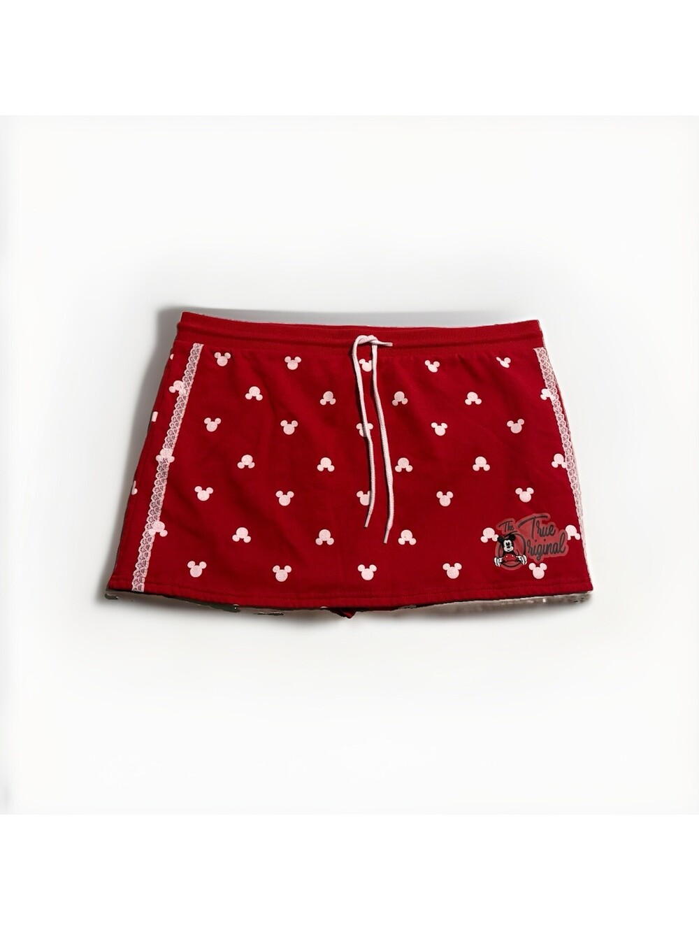 Disney Mickey Mouse Red Skort L 12-14 True Original Lace Trim